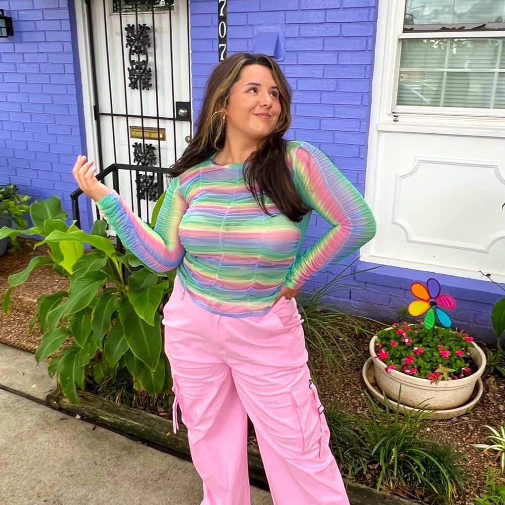 Rainbow Mesh Top